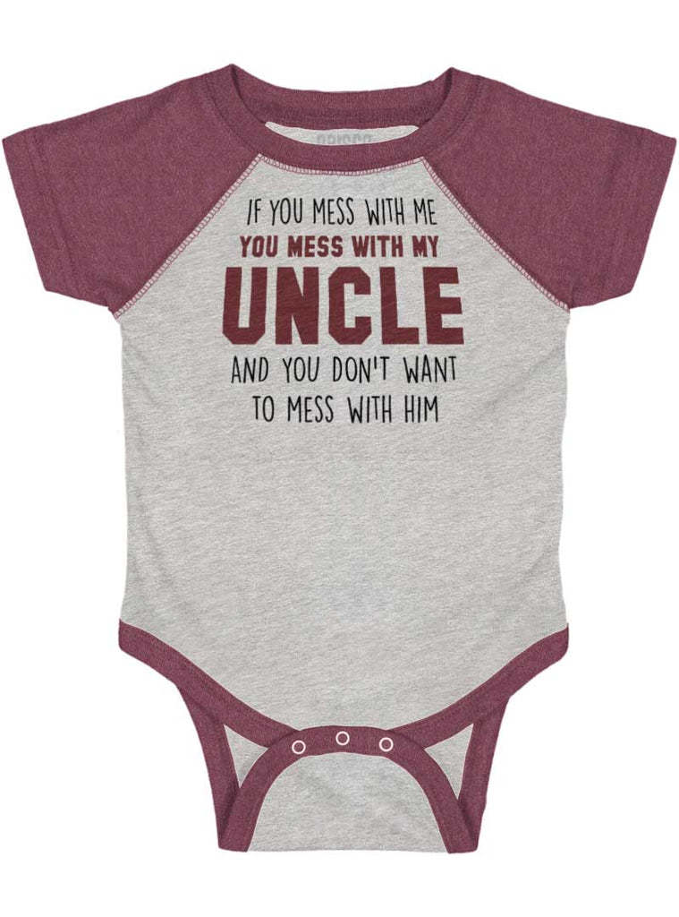 Mess With My Uncle Raglan Romper Bodysuit-Direct To Garment Print-Brisco Baby