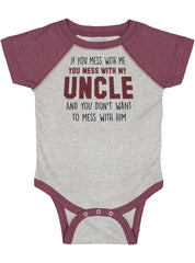 Mess With My Uncle Raglan Romper Bodysuit-Direct To Garment Print-Brisco Baby