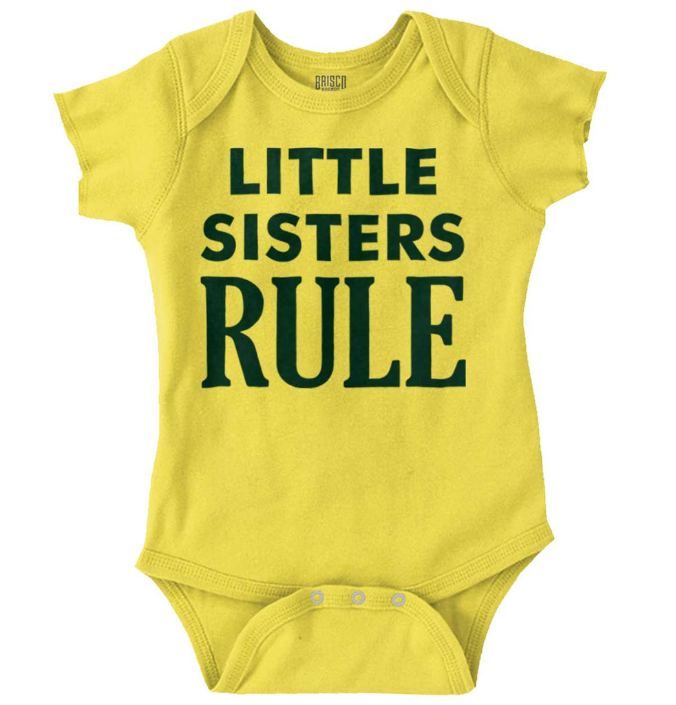 Little Sisters Rule Romper Bodysuit-Direct To Garment Print-Brisco Baby