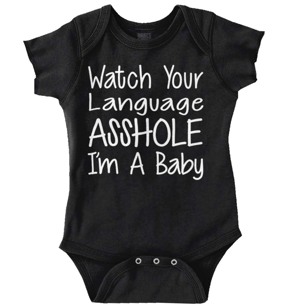 Watch The Language Romper Bodysuit-Direct To Garment Print-Brisco Baby