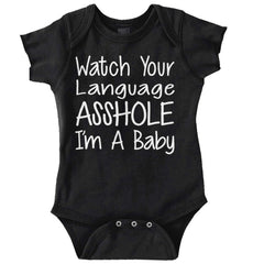 Watch The Language Romper Bodysuit-Direct To Garment Print-Brisco Baby