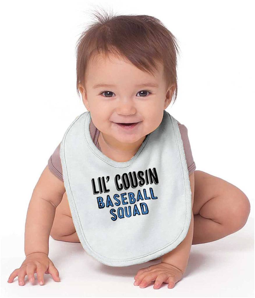 Lil Cousin Baseball Squad Infant Baby Bib-Direct To Garment Print-Brisco Baby