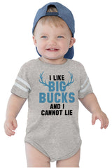 I Like Big Bucks Football Romper Bodysuit-Direct To Garment Print-Brisco Baby