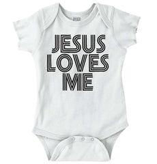 Christ Loves Me Romper Bodysuit-Direct To Garment Print-Brisco Baby