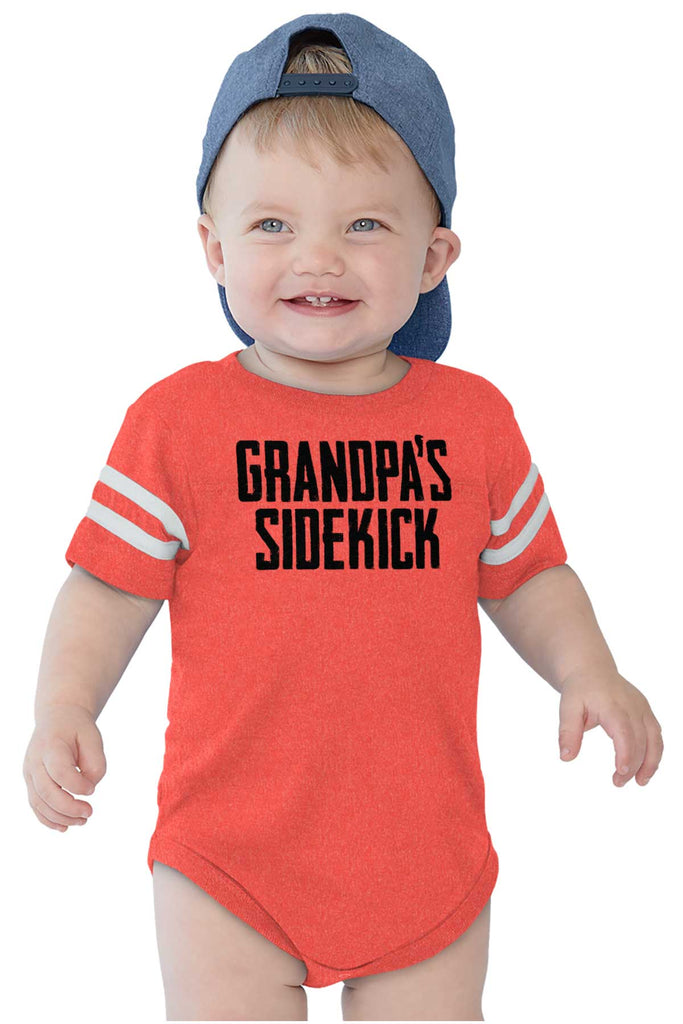 Grandpa's Sidekick Football Romper Bodysuit-Direct To Garment Print-Brisco Baby