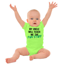 Uncle Teaches Fun Stuff Romper Bodysuit-Direct To Garment Print-Brisco Baby