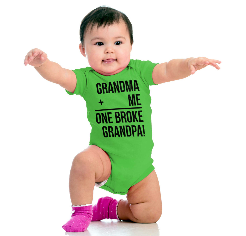 One Broke Grandpa Romper Bodysuit-Direct To Garment Print-Brisco Baby