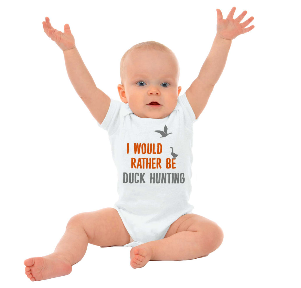 Rather Be Duck Hunting Romper Bodysuit-Direct To Garment Print-Brisco Baby