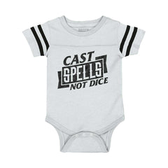 Cast Spells Not Dice Dungeons Football Romper Bodysuit-Direct To Garment Print-Brisco Baby