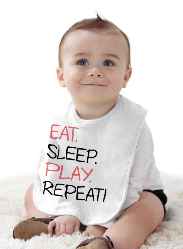 Eat Sleep Play Infant Baby Bib-Direct To Garment Print-Brisco Baby