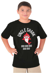 Cartoon Uncle Shark Youth T Shirt-Direct To Garment Print-Brisco Baby