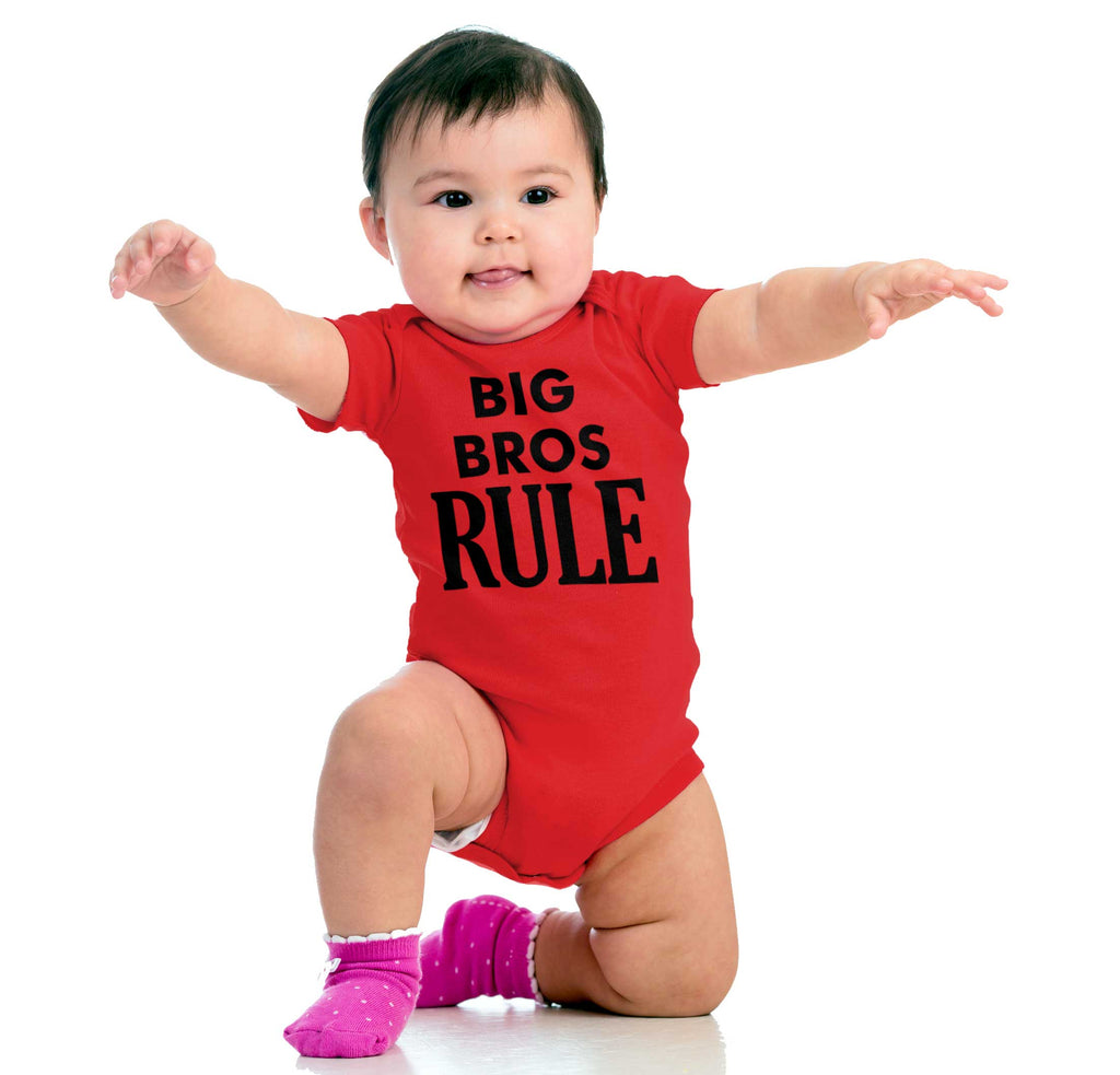Big Bros Rule Romper Bodysuit-Direct To Garment Print-Brisco Baby