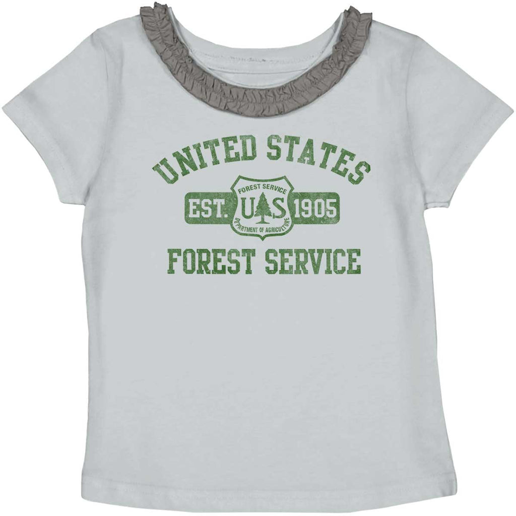 Forest Service Toddler Ruffled Trim T-Shirt-Direct To Garment Print-Brisco Baby