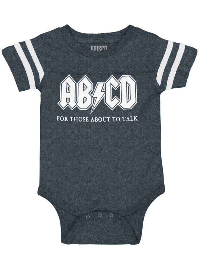AB CD Football Romper Bodysuit-Direct To Garment Print-Brisco Baby