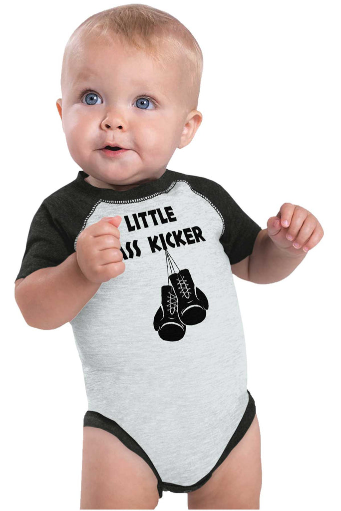 Little Ass Kicker Raglan Romper Bodysuit-Direct To Garment Print-Brisco Baby