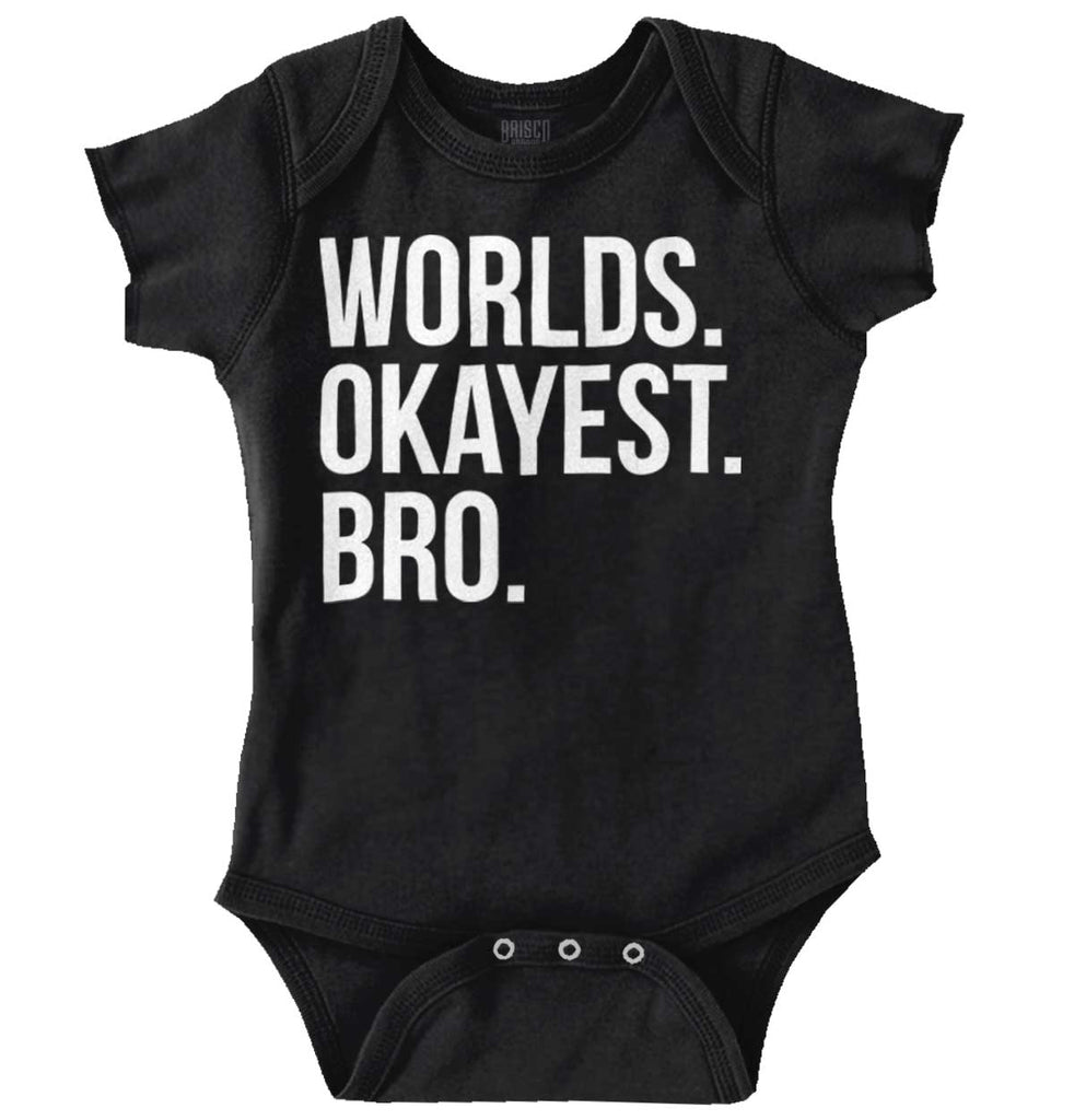 Worlds Okayest Bro Romper Bodysuit-Direct To Garment Print-Brisco Baby