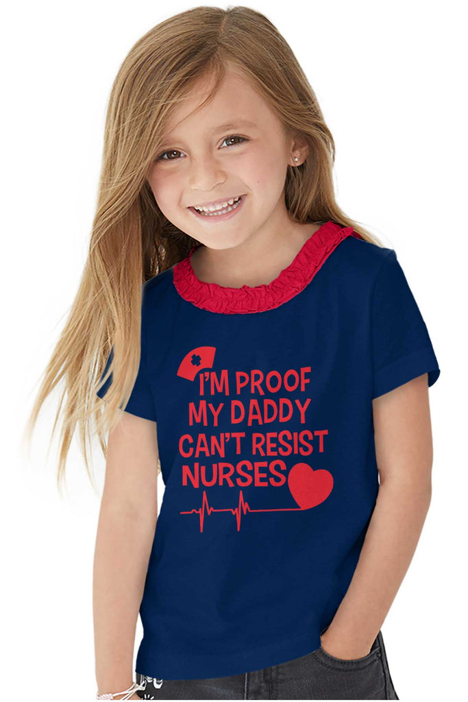 Can't Resist Nurses Toddler Ruffled Trim T-Shirt-Direct To Garment Print-Brisco Baby