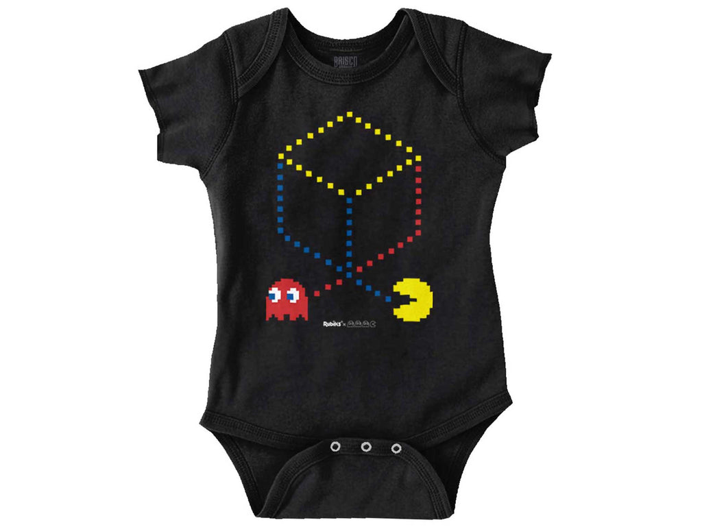 Pac-Man Cube Romper Bodysuit-Direct To Garment Print-Brisco Baby