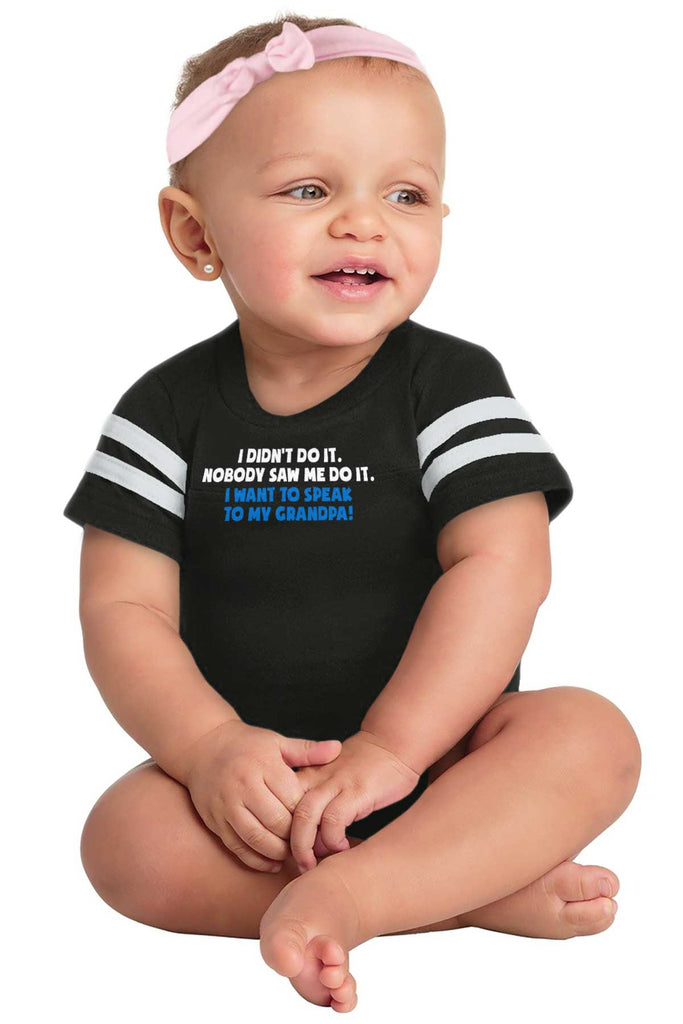 I Didn't Do It Football Romper Bodysuit-Direct To Garment Print-Brisco Baby