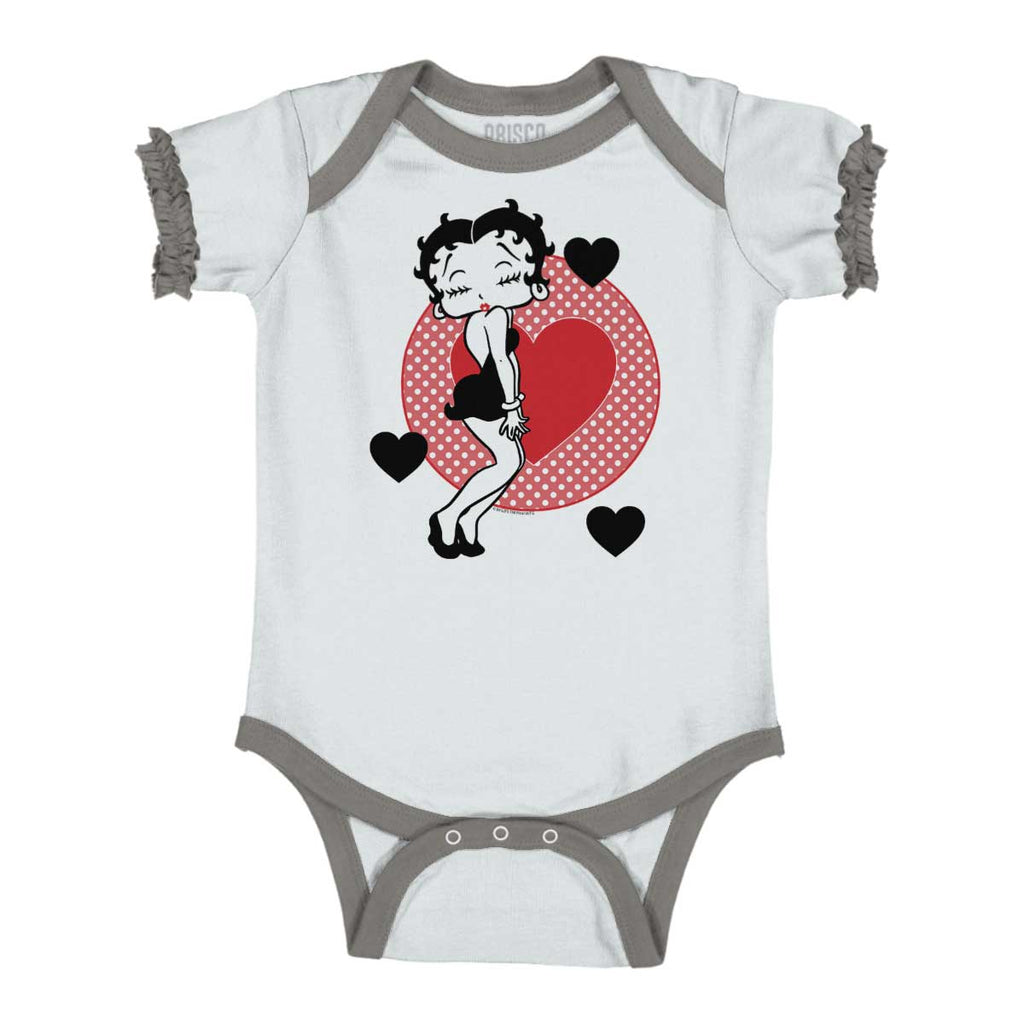 Betty Boop Baby Ruffled Trim Romper-Direct To Garment Print-Brisco Baby