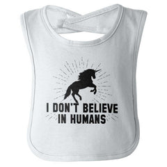 Don't Believe In Humans Infant Baby Bib-Direct To Garment Print-Brisco Baby