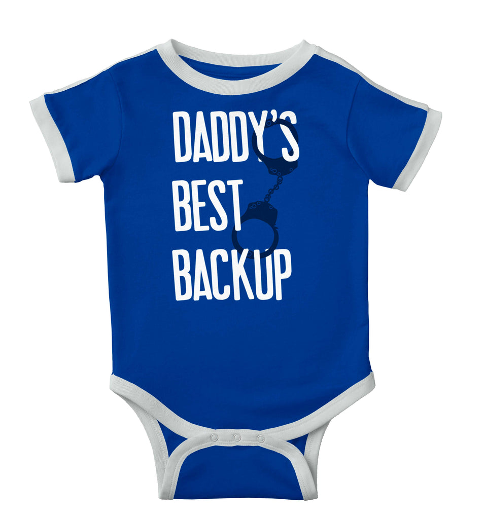 Daddy's Best Backup Ringer Romper Bodysuit-Direct To Garment Print-Brisco Baby