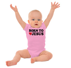 Born To Jesus Romper Bodysuit-Direct To Garment Print-Brisco Baby