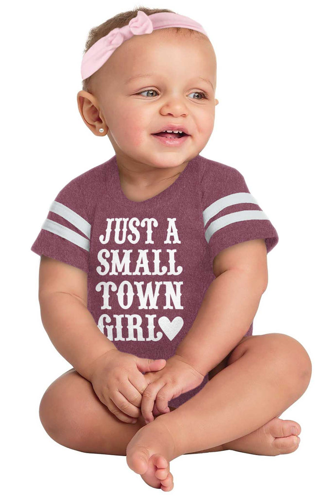 Small Town Girl Football Romper Bodysuit-Direct To Garment Print-Brisco Baby