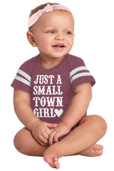 Small Town Girl Football Romper Bodysuit-Direct To Garment Print-Brisco Baby