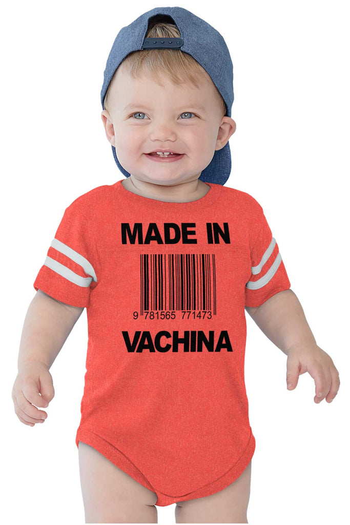 Made In Vachina Football Romper Bodysuit-Direct To Garment Print-Brisco Baby