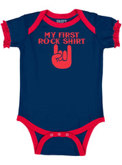 Rock Shirt Baby Ruffled Trim Romper-Direct To Garment Print-Brisco Baby
