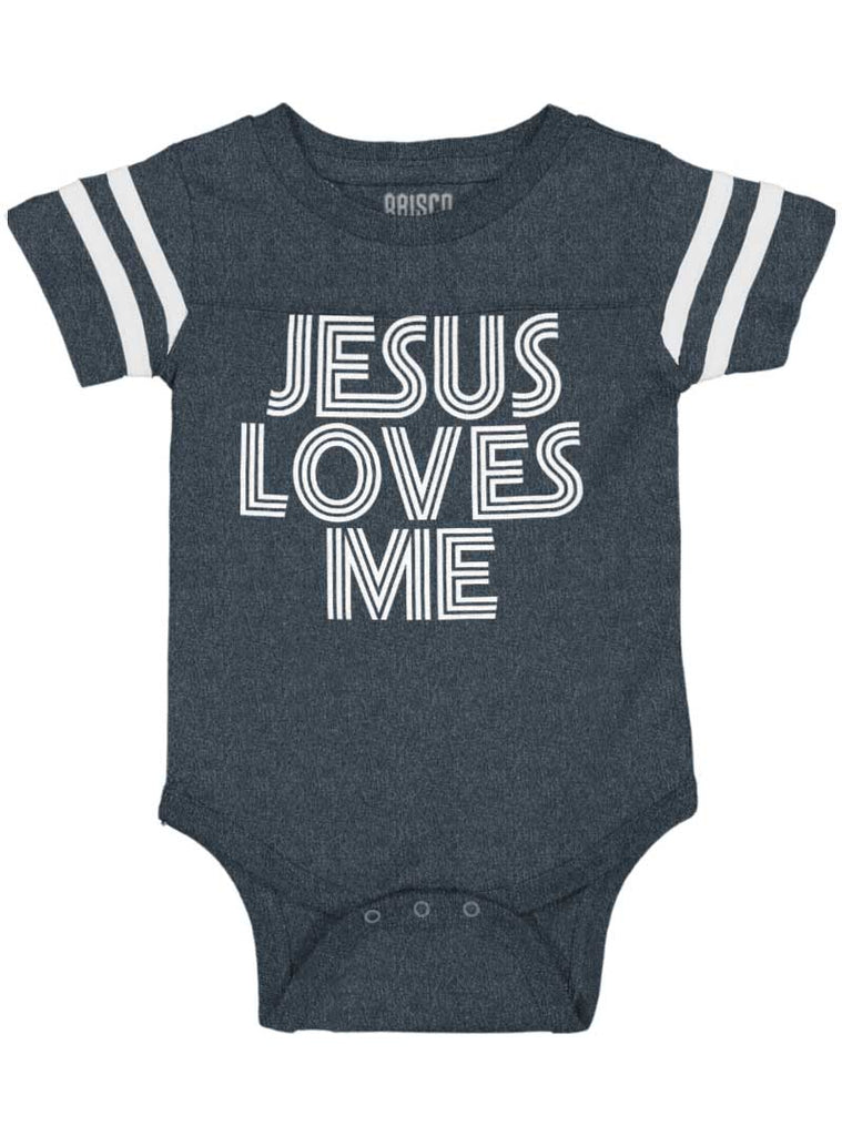 Christ Loves Me Football Romper Bodysuit-Direct To Garment Print-Brisco Baby