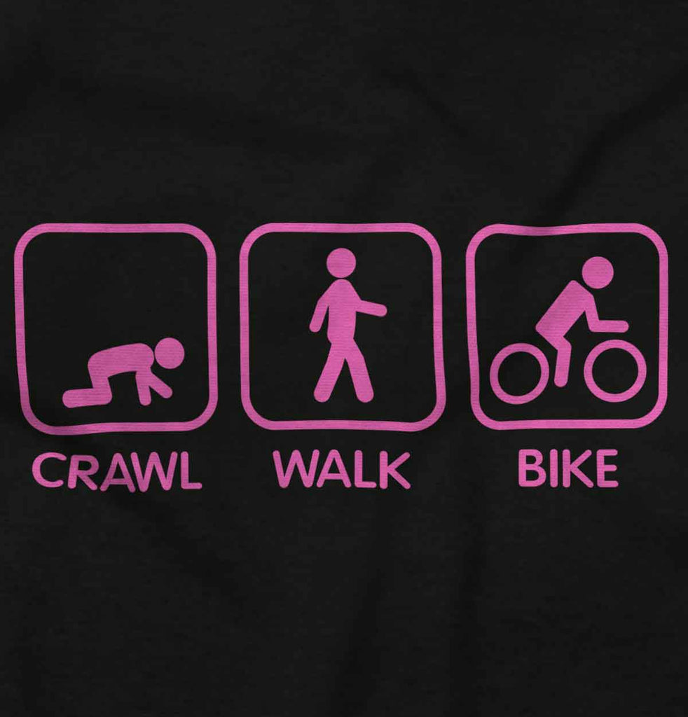 Crawl Walk Bike Toddler Ruffle Bottom Tee-Direct To Garment Print-Brisco Baby