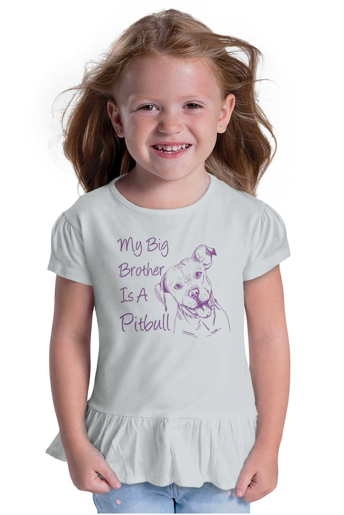 Brother is a Pitbull Toddler Ruffle Bottom Tee-Direct To Garment Print-Brisco Baby