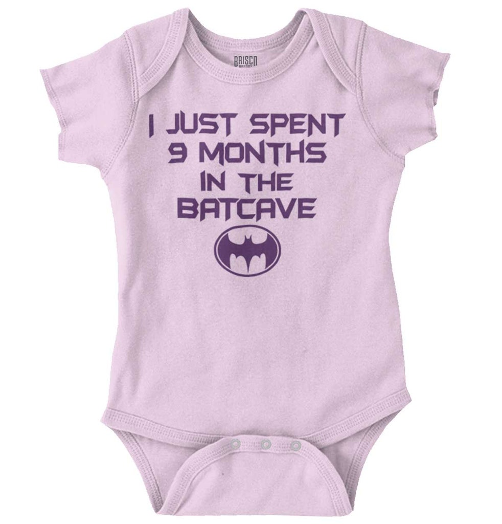 9 Months in Batcave Romper Bodysuit-Direct To Garment Print-Brisco Baby