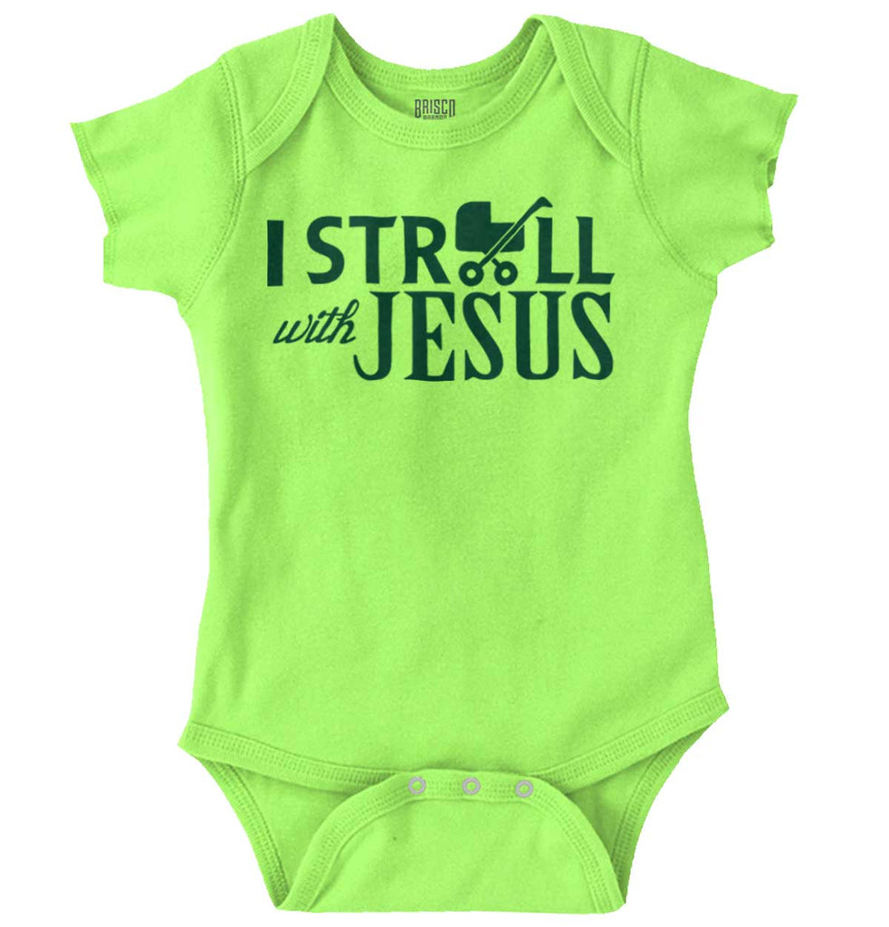 Stroll With Jesus Romper Bodysuit-Direct To Garment Print-Brisco Baby