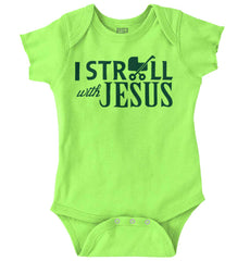 Stroll With Jesus Romper Bodysuit-Direct To Garment Print-Brisco Baby