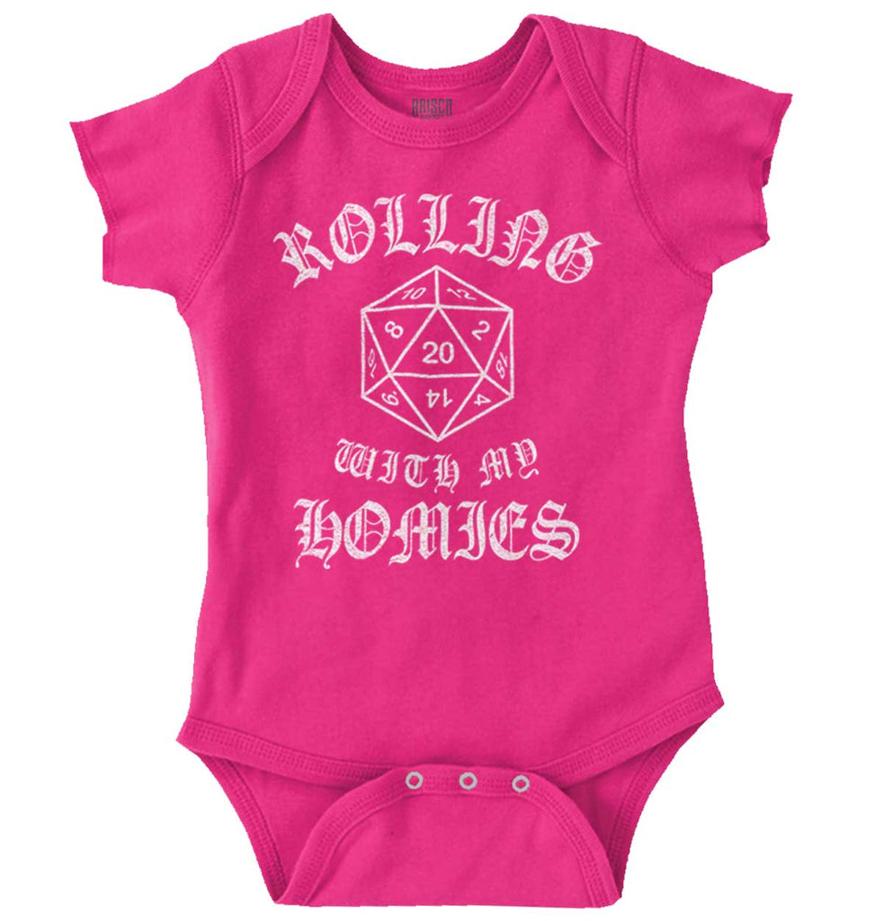 Rolling With My Homies Dungeons Romper Bodysuit-Direct To Garment Print-Brisco Baby