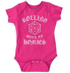 Rolling With My Homies Dungeons Romper Bodysuit-Direct To Garment Print-Brisco Baby
