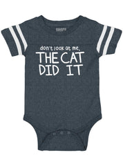 Cat Did It Football Romper Bodysuit-Direct To Garment Print-Brisco Baby