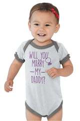 Marry My Daddy Baby Ruffled Trim Romper-Direct To Garment Print-Brisco Baby