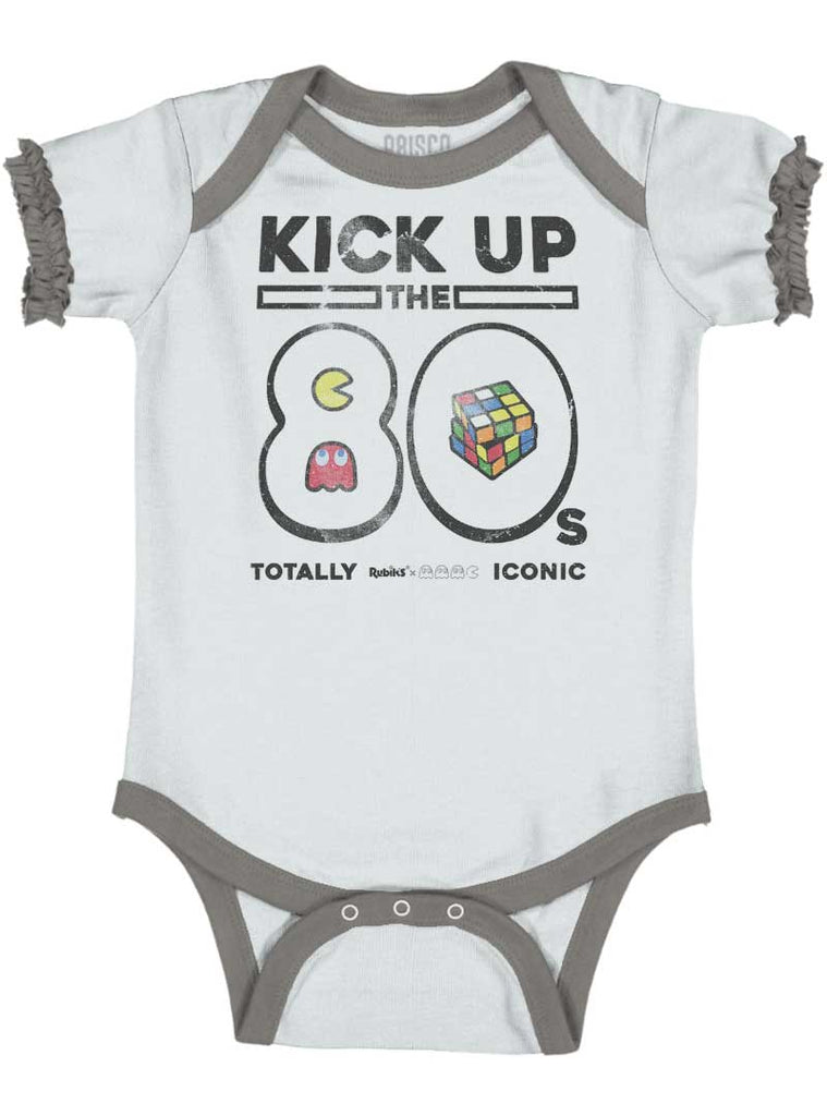 Kick Up The 80s Baby Ruffled Trim Romper-Direct To Garment Print-Brisco Baby