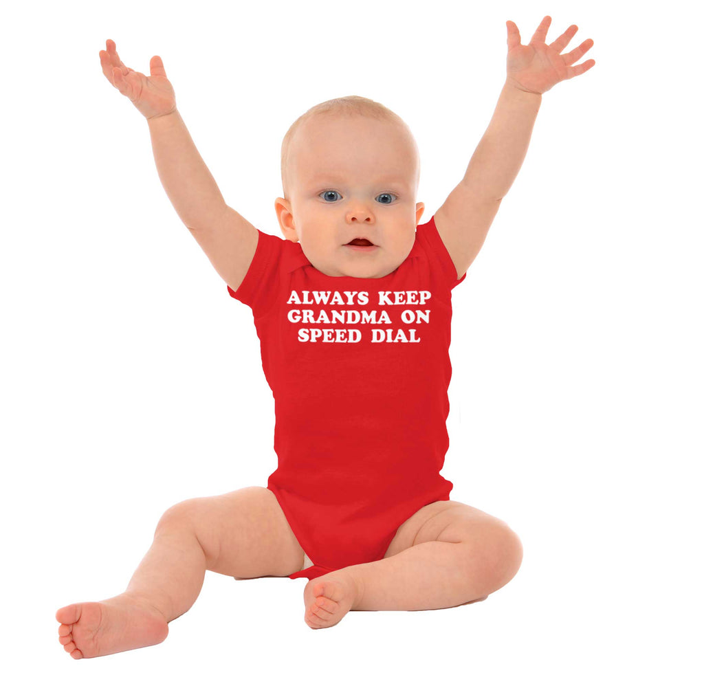 Always Keep Grandma Speed Dial Romper Bodysuit-Direct To Garment Print-Brisco Baby