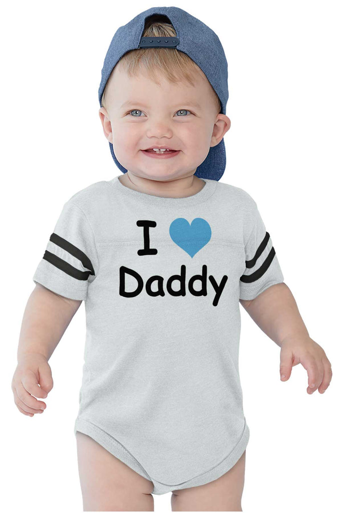 I Heart Daddy Football Romper Bodysuit-Direct To Garment Print-Brisco Baby