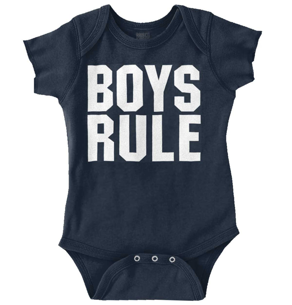 Boys Rule Romper Bodysuit-Direct To Garment Print-Brisco Baby
