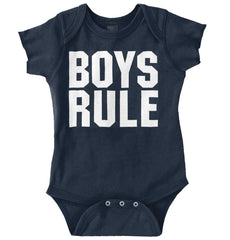 Boys Rule Romper Bodysuit-Direct To Garment Print-Brisco Baby