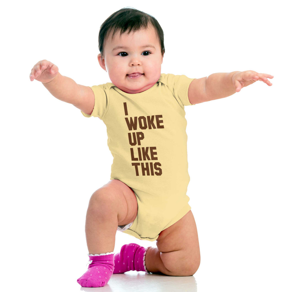 I Woke Up Like This Romper Bodysuit-Direct To Garment Print-Brisco Baby