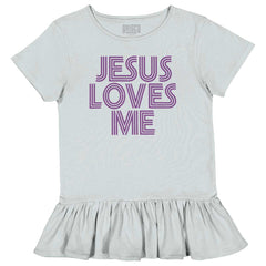 Christ Loves Me Toddler Ruffle Bottom Tee-Direct To Garment Print-Brisco Baby