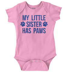 My Little Sister Has Paws Romper Bodysuit-Direct To Garment Print-Brisco Baby