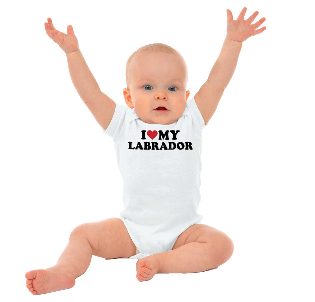 I Love My Labrador Romper Bodysuit-Direct To Garment Print-Brisco Baby
